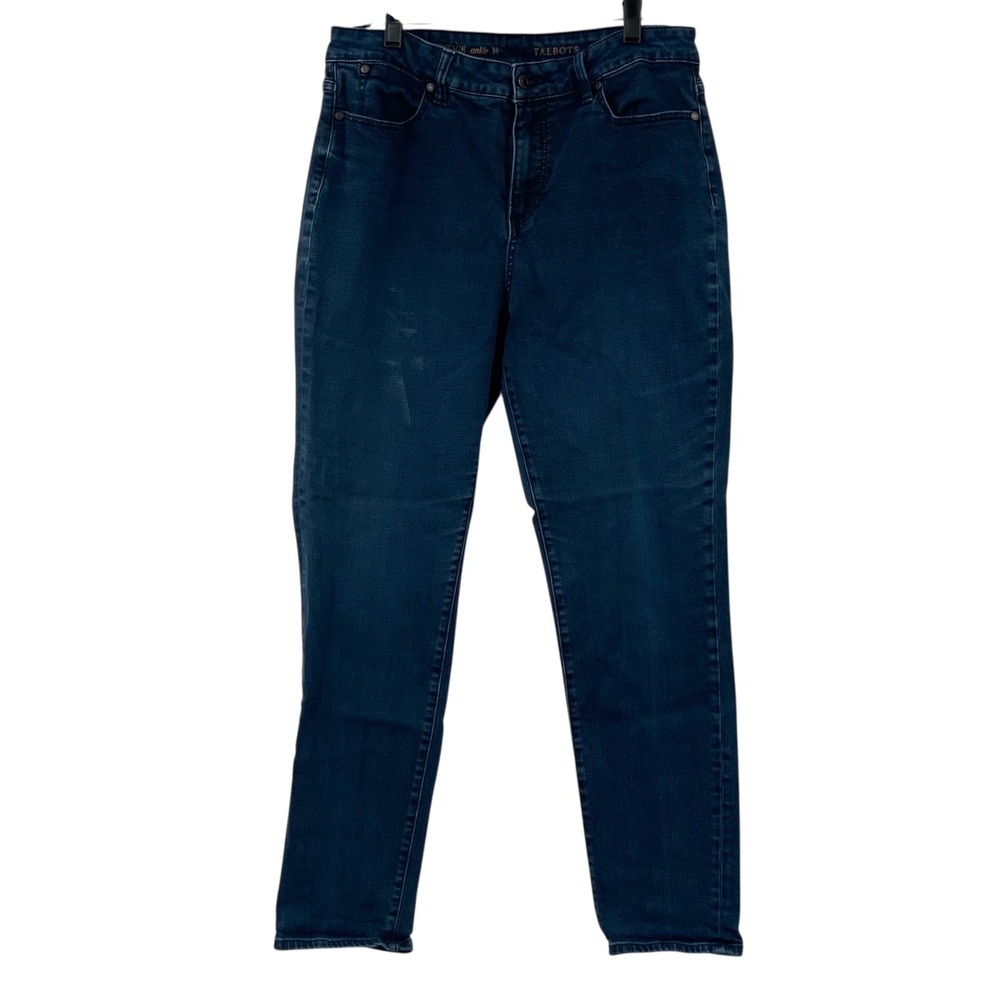 Talbots Womens Jeans Heritage Ankle Straight Stretch Blue Denim Cotton Blend 14